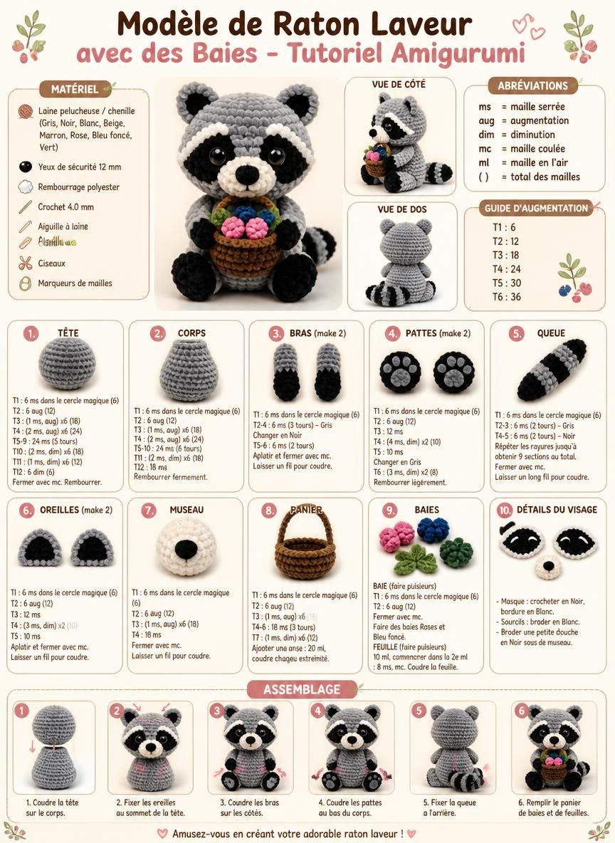 Modèle de Raton Laveur au Crochet