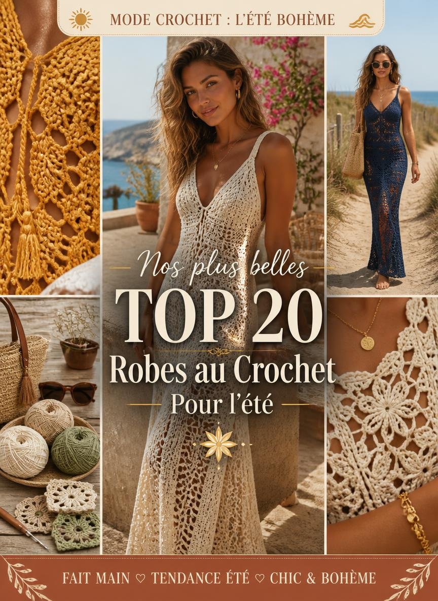 Top 20 des plus belles robes au crochet tendance bohème chic pour femme cet été