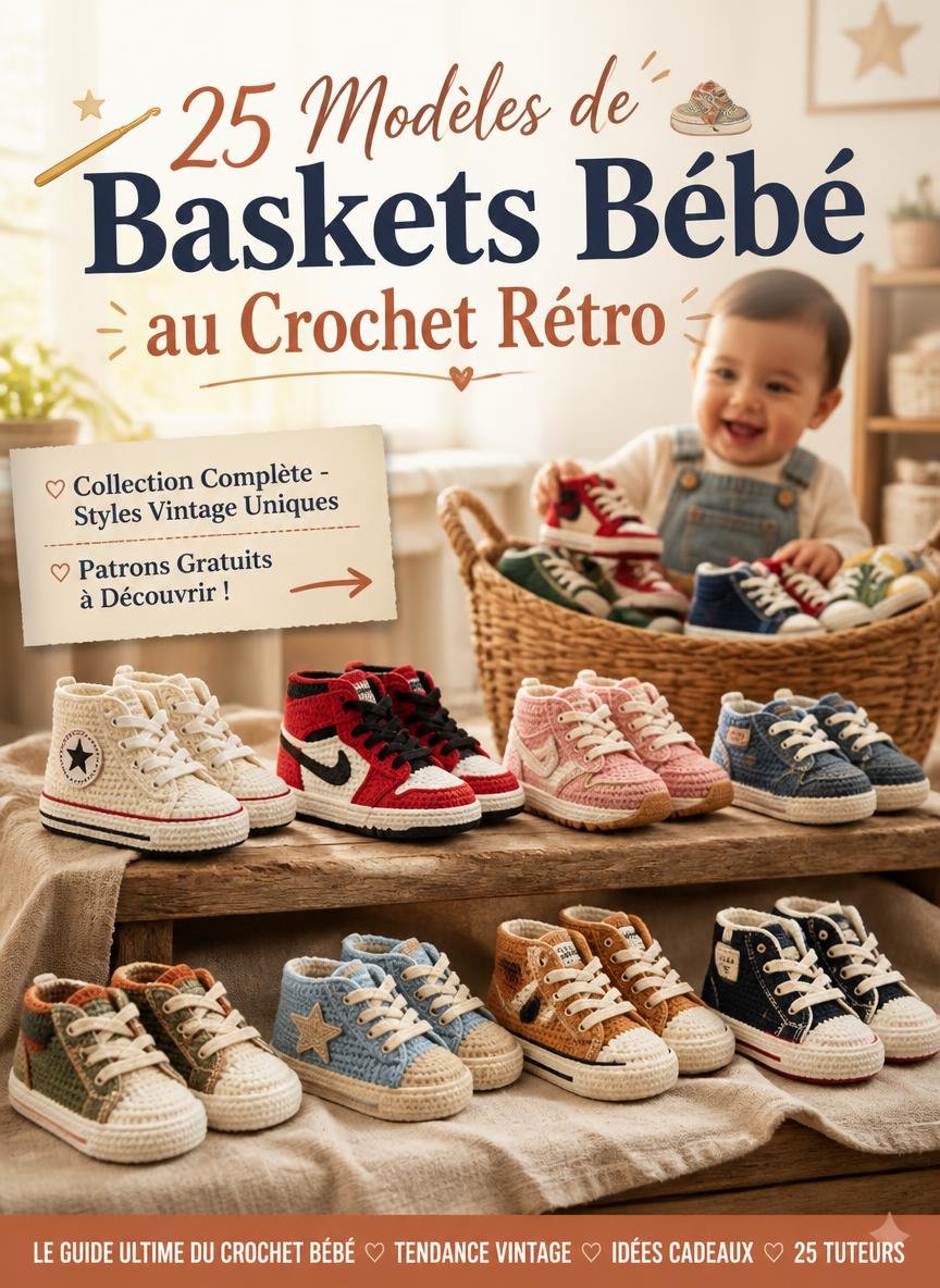 25 Modèles de Baskets Bébé au Crochet Rétro : Patrons Gratuits