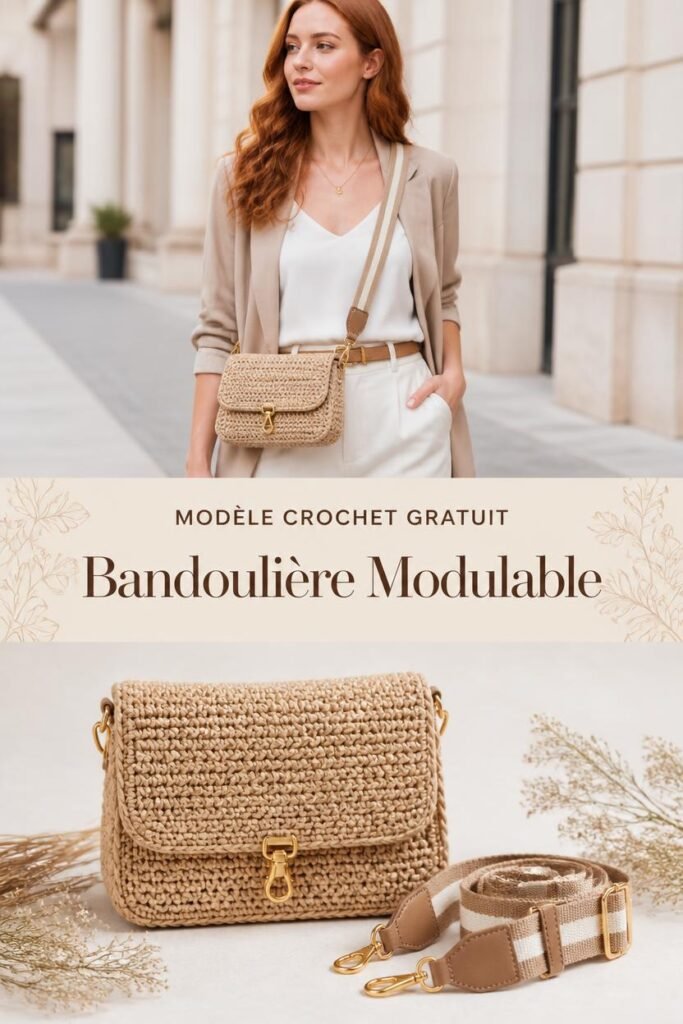 Sac bandoulière en crochet avec chaîne tressée modulable élégant