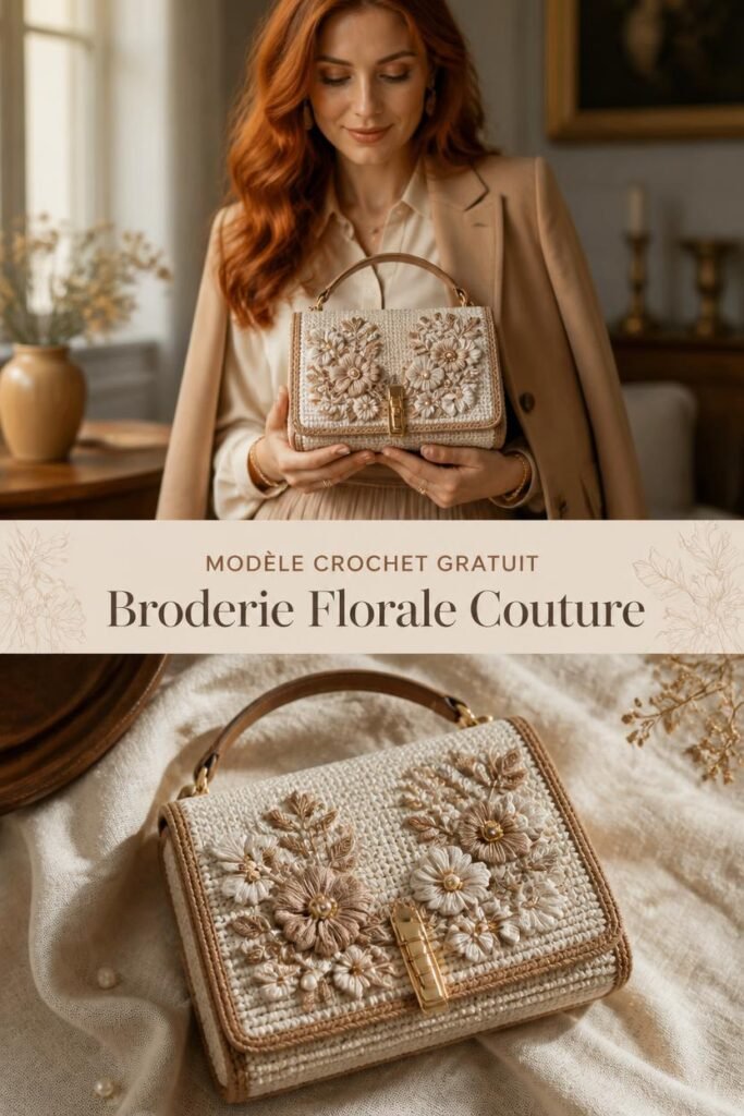pochette crochet ajourée fils argentés, accessoire soirée fait main