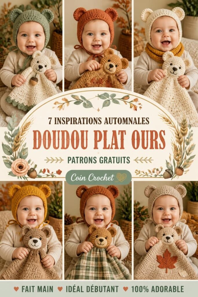 7 Inspirations Automnales pour un Doudou Plat Ours au Crochet